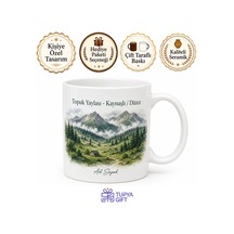 Kaynaşlı Topuk Yaylası Düzce Doğa Hatırası Çay Kupası Hediye Bardak Beyaz / Çok Renkli