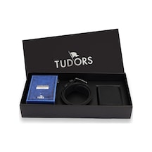 Tudors Özel Kutulu Erkek 3'lü Set Hediyelik - Çeyizlik Parfüm, Hakiki Deri Kemer Ve Cüzdan Seti-34500 Monarch, Cz220041-black, Km210006-168