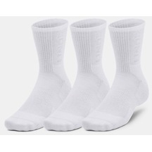 Unisex UA 3-Maker 3’lü Paket Mid-Crew Çorap 1373084-100 Beyaz - Gri