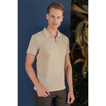 Ts 871 Slim Fit Bej Spor T-shirt Bej