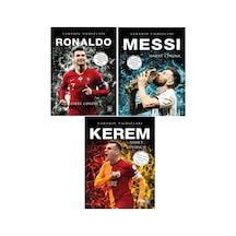 Sahanın Yıldızları Kerem - Ronaldo - Messi Büyük Poster Sticker Futbolcu Kartı Hediyeli 3 Kitap