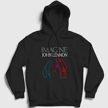 Presmono Unisex Icon Beatles John Lennon Kapüşonlu Sweatshirt Siyah