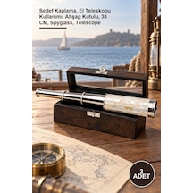 3 Adet Pirinç Teleskop Kaplama, El Teleskobu Kullanımı, Ahşap Kutulu, 38 Cm, Spyglass, Telescope