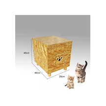 Kedi Kulübesi Lüx Plus Su Geçirmez Dış Mekan Ahşap Kedi Evi 45 x 40 x 35 CM