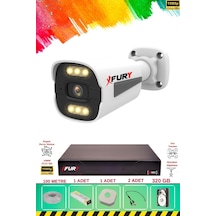 Fury 1 Kameralı 6 Warm Led Gece Renkli Görüş-cepten İzle-su Geçirmez Güvenlik Kamerası Seti 320gb