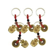 5 Adet Maneki Neko Metal Anahtarlık Feng Shui Şans Ve Bereket Parası