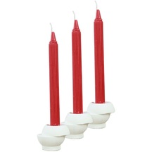 Mumluk Şamdan 3 Adet Tealight Ve İnce Mum Uyumlu Kesik Model - Beyaz