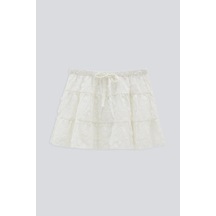 (KIDS GIRL) DOKULU DANTEL KISA ETEK Krem