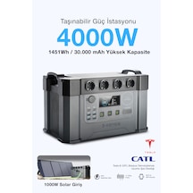 4000w Taşınabilir Güç Istasyonu - 1451wh Lifepo4 Batarya Solar Destekli Ups Hızlı Şarj App Kontrollü