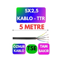 Öznur 5x2,5 Ttr Kablo Siyah Metre Seçenekli - 5 Metre