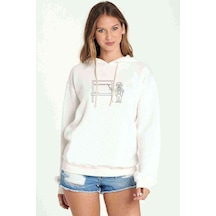 Happy Teacher'S Day Baskılı Beyaz Kadın Kapşonlu Sweatshirt