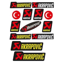 A4 Sticker Akrapovic Yapışkan Set Kırmızı - Beyaz