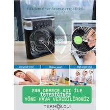 Buzlu Vantilatör Mini Fan 5 Spreyli Su Püskürtmeli 600 Ml Buhar Makinesi Nemlendirici Mini Klima Rgb Acı Kahverengi