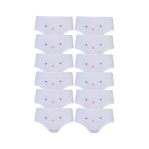 Hepsine Rakip Tutku Kız Çocuk İnce Bel İşlemeli Bato Külot 12'li Paket %100 Pamuk Tkc0821 Beyaz