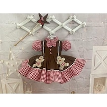 H L Y Karol Tasarım Kuki Vintage Kız Bebek Elbisesi, Özel Dikim Kız Çocuk Elbisesi, Doğum Günü Elbisesi, Fotoğraf Çekim Elbisesi, Kız Bebek Hediyesi, 0-12 Yaşa Uygun Kahverengi