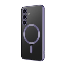 Galaxy Uyumlu S24 Kılıf Magsafe Kamera Lens Korumalı Logo Gösteren İnce Hafif Pazarplus Derin Mor