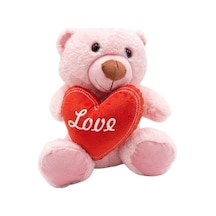 Pufu Toys Kalp Tutan Pelüş Ayıcık Pembe 30 Cm 04030