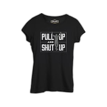 Bodybuilding Pull Up Siyah Kadın Tshirt 001