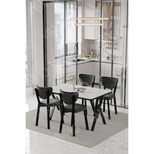Avvio Rubi Elma Sandalye 80x120 Yemek Masası Mutfak Masası 4 Kişilik Masa Sandalye Takımı Düz Beyaz