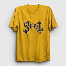 Presmono Unisex Logo Ghost T-shirt Sarı