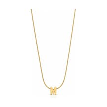 Bilfa Gold Renk "m" Harfi İtalyan Ezme Yılan Zincirli Minimalist Kadın Kolye Altın