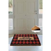 Co Co Plaid Red Doğal Ko ko Paspas,Kıl Kapı Önü Paspası