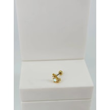 Zirkon Taşlı Uç Kısmı : Pirinç Kıkırdak Bar Uzunluğu : 6 Mm / Bar Kalınlığı 0.8 Mm / Top Boyu 3 Mm - Pt0063-1 Altın