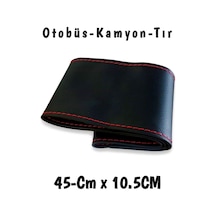 Universal Kamyon Tır Otobüs Dikmeli Direksiyon Kılıfı Soft Siyah Kırmızı Ipli 45 10.5cm