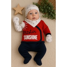 Pekminibebe Sun Shine Desenli 5'li Erkek Hastane Çıkışı Kırmızı