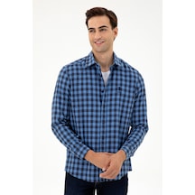 U.s. Polo Assn. Erkek İndigo Gömlek Desenli 50296607-vr028 İndigo