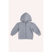 Kız Bebek Yumuşak Dokulu Fermuarlı Mavi Sweatshirt 636109