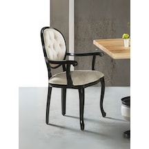 Madalyon Kolçaklı Kapitoneli Sandalye Siyah