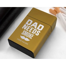 Bk Gift Kişiye Özel İsimli Babalar Günü Tasarımlı Sarı Metal Sigara Tabakası ,babalar Günü Hediyesi , Babaya Hediye , Sigara Tabakası-7