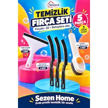 5 Parça Temizlik Seti Hazneli Fırça 3 İnce Derz Fırçası Cam Ve Ayna Sileceği
