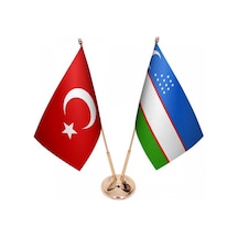 Masa Üstü Özbekistan Bayrağı Türk Bayrağı İkili Pirinç Direk Masa