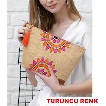 Ju Yaratıcı Tasarım Hasır Kadın Portföy & Clutch Üçgen Çanta