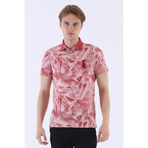 Maraton Sportswear Regular Erkek Polo Yaka Kısa Kol Beach Gülmelanj T-Shirt 20604-Gülmelanj Pembe Melanj