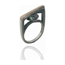 Mistik Topaz Taş El Üretimi Özel Tasarım 925 Gümüş Yüzük