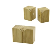 5x5cm--y:7cm 2pcs Mıknatıslı İkiz Ahşap Bambu Baharatlık - Tuzluk Bx40 Renkli