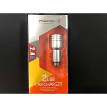 Megatech T05-M24 Gri 2.4A 2Usb Çelik Araç Şarj Aleti