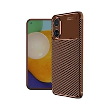 Newface Realme 12 Lite Kılıf Auto Focus Karbon Kapak - Kahverengi Belirtilmemiş