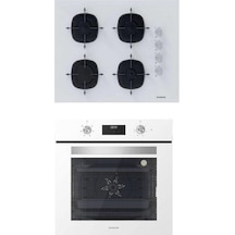 Silverline BO6502W02 - CS5665W01 2'li Beyaz Cam Ankastre Set