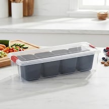 1 Adet Büyük Boy Buzdolabı İçi Düzenleyici Organizer - Geniş Ve Kulplu Şeffaf Saklama Kutusu - Mutfak, Kiler Ve Dolap İçin 33 X 13 X 8 Cm