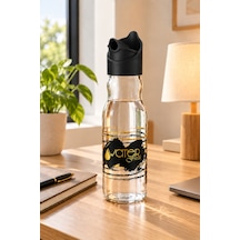 Water Fresh 700 Ml Çevrilebilir Kapaklı Cam Sürahi Başucu Ve Çalışma Masası Sürahisi Siyah - 927537818