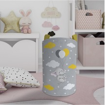Mekta Home Bebek Ve Çocuk Odası Tatlı Fil Ve 3 Balon Desenli Oyuncak Sepeti Renkli Çok Renkli