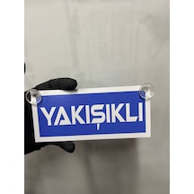 Mavi Renk Üzeri Beyaz Renk Yakışıklı Yazılı Vantuzlu Cam Süsü