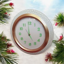 Fosforlu 3d Kabartma Rakam Beyaz Duvar Saati Çap 36 Cm Plastik Beyaz