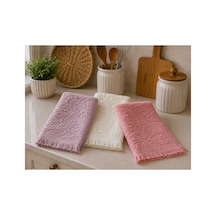 3'lü Jakarlı Püsküllü Mutfak Havlusu Seti 30x50 Cm %100 Pamuk - Rosewoodlace Çok Renkli