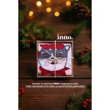 Inno Yılbaşı Desenli Noel Babalı Hediyelik Kraft Kutulu Çorap Tekli Pembe
