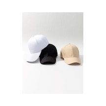 Caxis Spor Şapka Unisex 3 Adet Arkası Cırtlı Ayarlanabilir Siyah-bej-beyaz